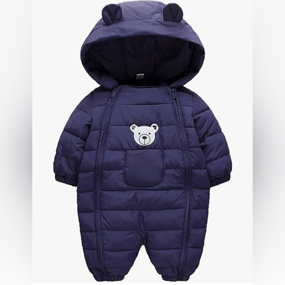 Unisex Onesie Baby Toddler Outwear Winter Coat Double Zipper Hooded Snowsuit
